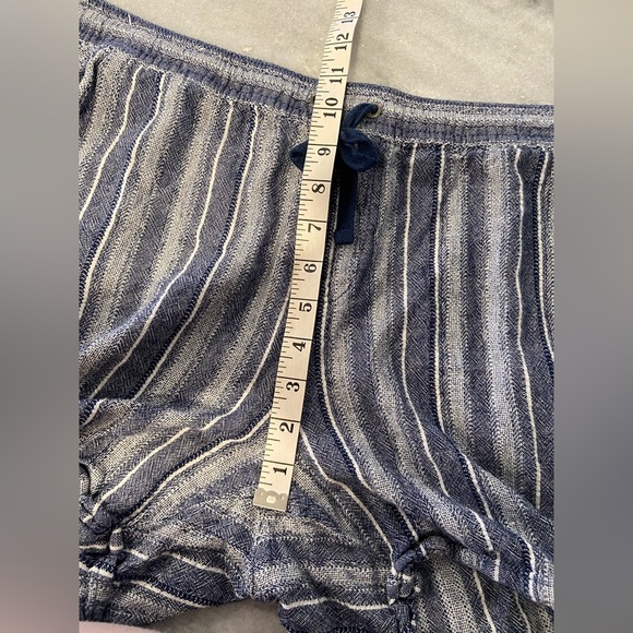 Dash Size L Linen Blend Blue White Stripe Drawstring Waist Pull On Shorts - Picture 8 of 10